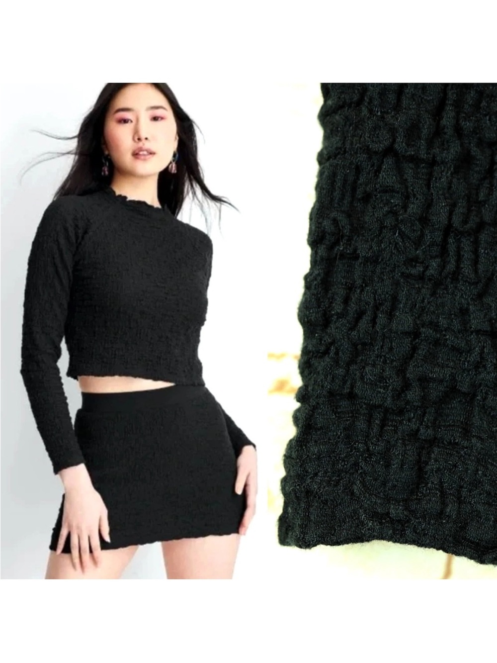 Future Collective Gabriella Karefa Johnson Puckered Women Top 1X Black Mock Neck